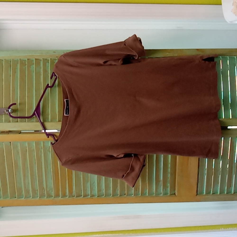 Karen Scott | Top | Elbow Length cuffed Sleeves Brown